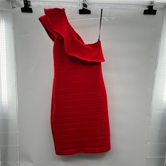 Venus Women's Bodycon Bandage Dress Ruffle One Shoulder Size Small - Picture 7 of 9